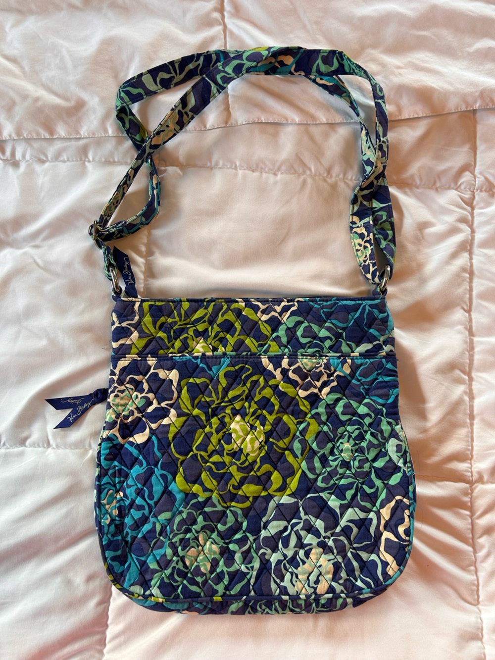 Vera Bradley Quilted Crossbody in Navy, Teal & Lime Floral Print